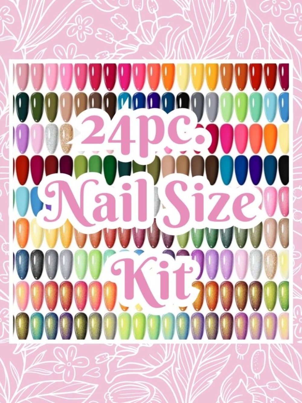 Find Your Perfect Fit! 24pc Sizing Kit Reusable Salon-Quality Press-on Nails